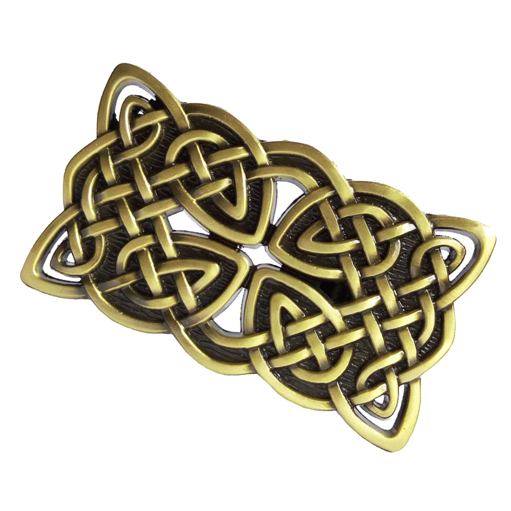 Rectangle Irish  Cross and Knot Vintage Leather Belt Buckle Bronze