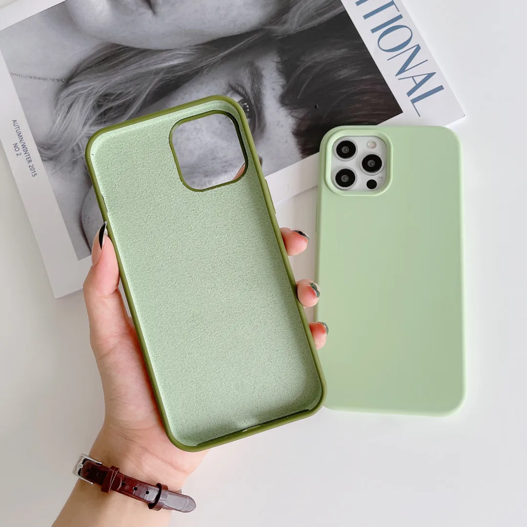 Luxury Original Liquid Silicone Solid for IPhone 13 12 11 Pro Max Case for IPhone 11 Xr Xs MAX 7 8  Soft Tpu Back Cover Fundas cute iphone 12 pro max cases