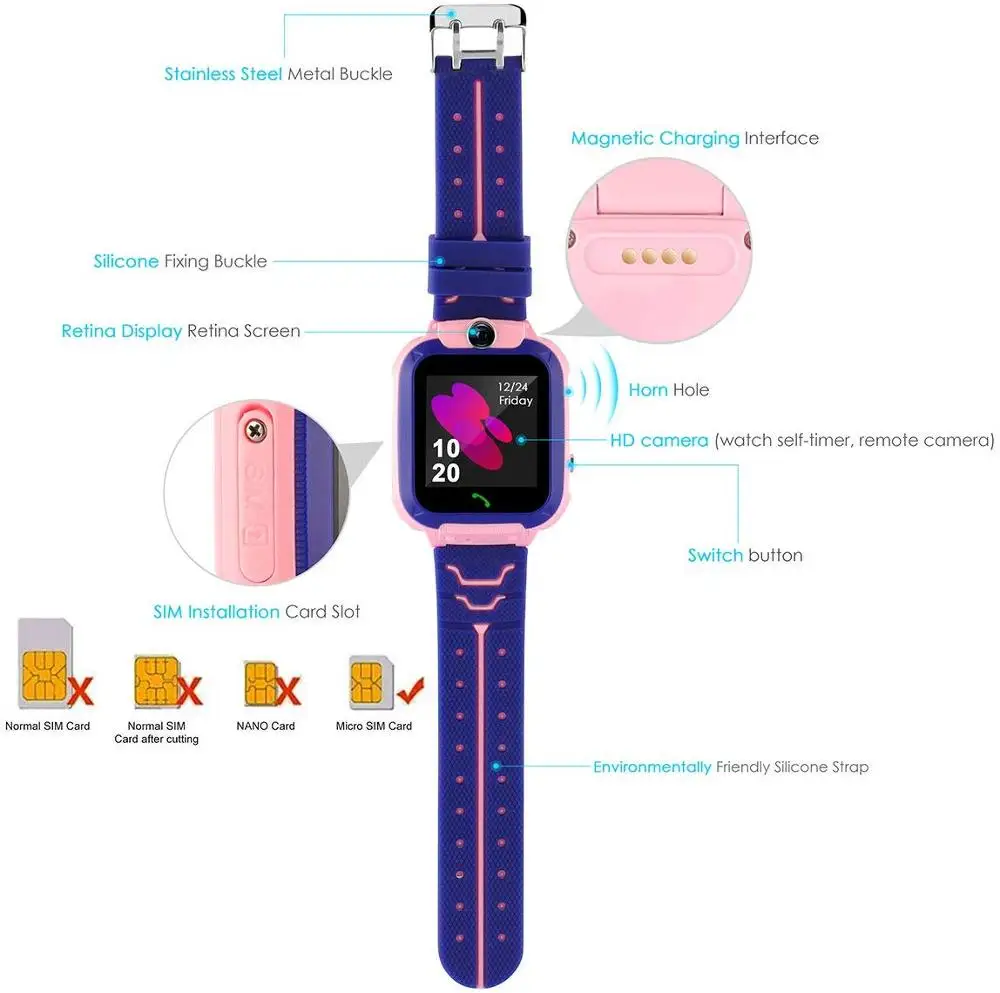 Children's Smart Watch SOS Phone Watch Smartwatch For Kids With Sim Card Photo Waterproof IP67 Kids Gift For IOS Android Children's Smart Watch SOS Phone Watch Smartwatch For Kids With Sim Card Photo Waterproof IP67 Kids Gift For IOS Android