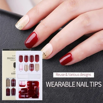

30pcs detachable False Nail Artificial Tips Set Full Cover for Short Decoration Press On Nails Art Fake Extension Tips With Glue