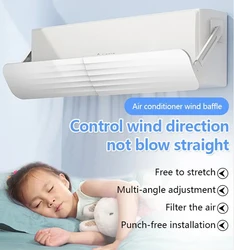 Air Conditioner Windshield Cold Wind Deflector Retractable Baffle for Home Office Hotel Cover Adjustable Windshield Anti-wind