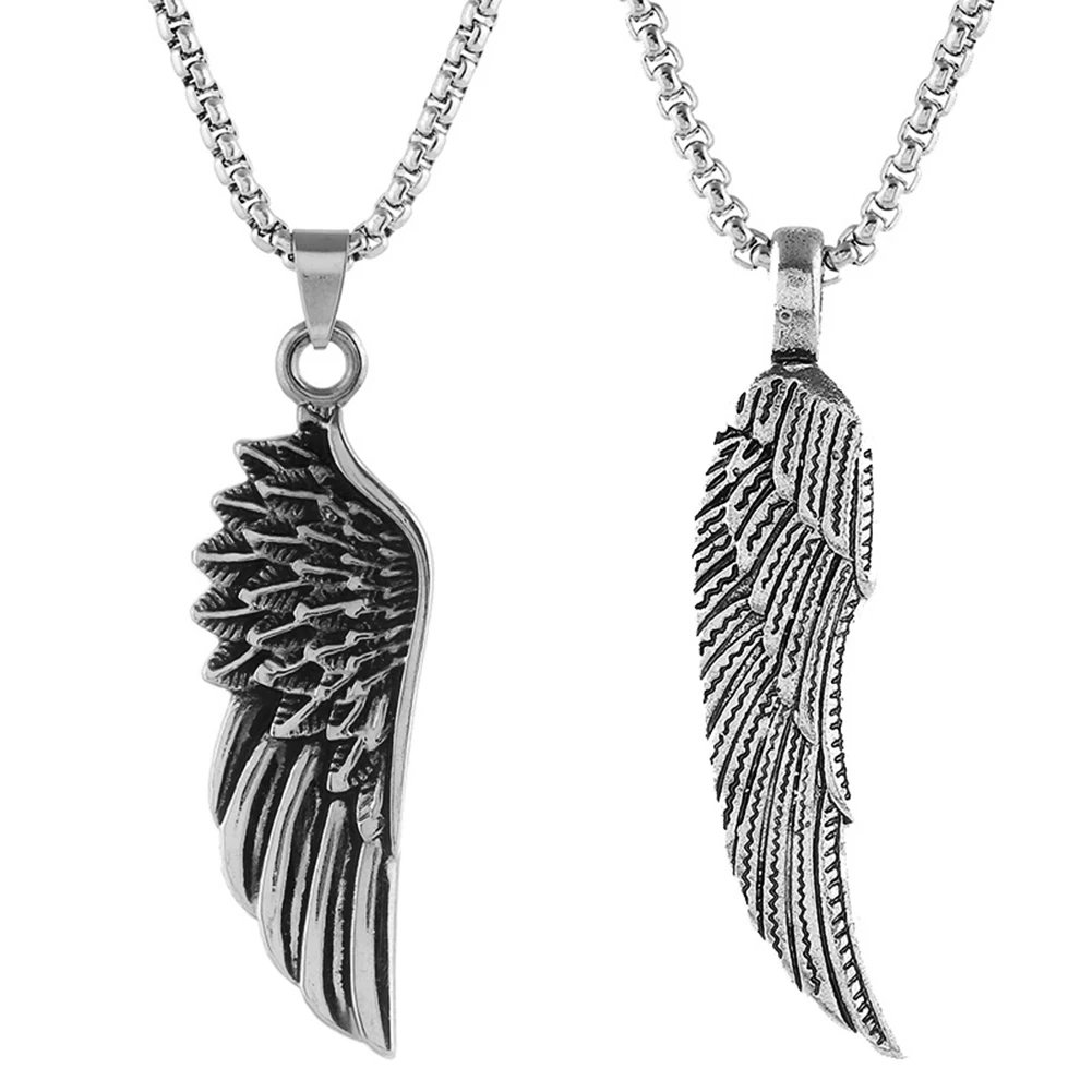 Hip Hop Men Metal Angel Wing Feather 