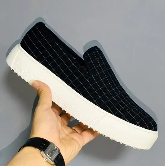 

New casual shoes for men fashion slip on men shoes Plaids canvas comfortable loafers