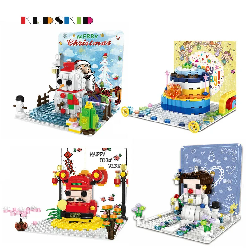 

Mini Christmas Block Santa Claus Snowman cake Cartoon Micro Building Brick Toys Retail Box Gift or no box