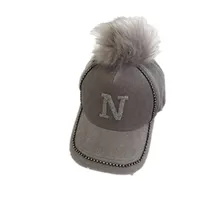 Женская шапка, осенняя и зимняя модная, с буквенным принтом, с меховым помпоном, маленькая, с блестками, Корейская бейсболка, версия для прогулок, теплая, Вельветовая, peake