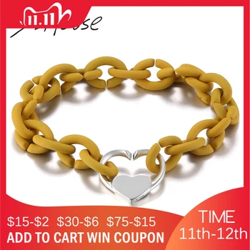 

Fashion Enamel Heart Yellow Hard Rubber High qualityr Bead Bracelets X For Women Men Jewellery Fashion gifts