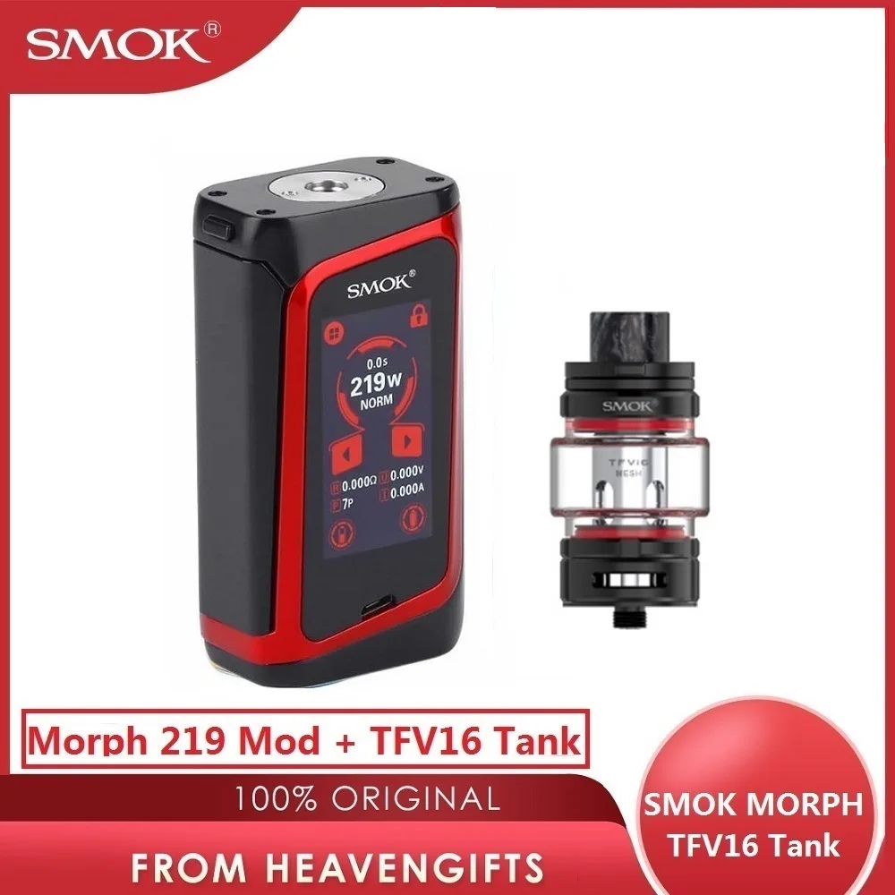 Оригинальный SMOK Morph 219 Mod 219W TC Box 0 001 s Скорость Стрельбы большой экран с 9 мл TFV16 Tank vs