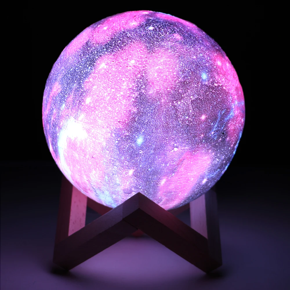 

16 Colors 3D Printing Moon Lamp With Remote Control Starry Sky Galaxy Light Built In Rechargeable Battery Night Lamp