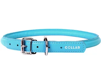 

COLLAR leather round collar for long-haired dogs blue 13 mm 45 - 53 cm Collar Glamour