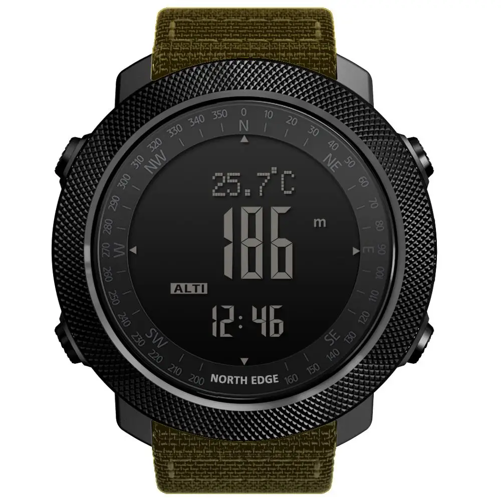 NORTH EDGE мужские спортивные цифровые часы для бега плавания военные армейские часы альтиметр барометр компас водонепроницаемые 50 м - Цвет: Khaki