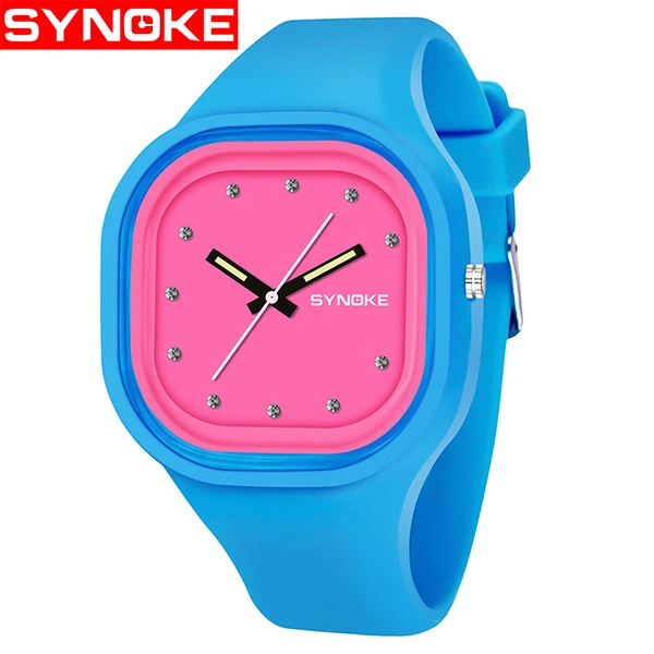 SYNOKE, студенческие красочные Водонепроницаемый спортивные часы Для мужчин брендовая Для женщин уникальный силиконовый светодиодный цифровой Дата наручные часы - Цвет: blue Strap pink