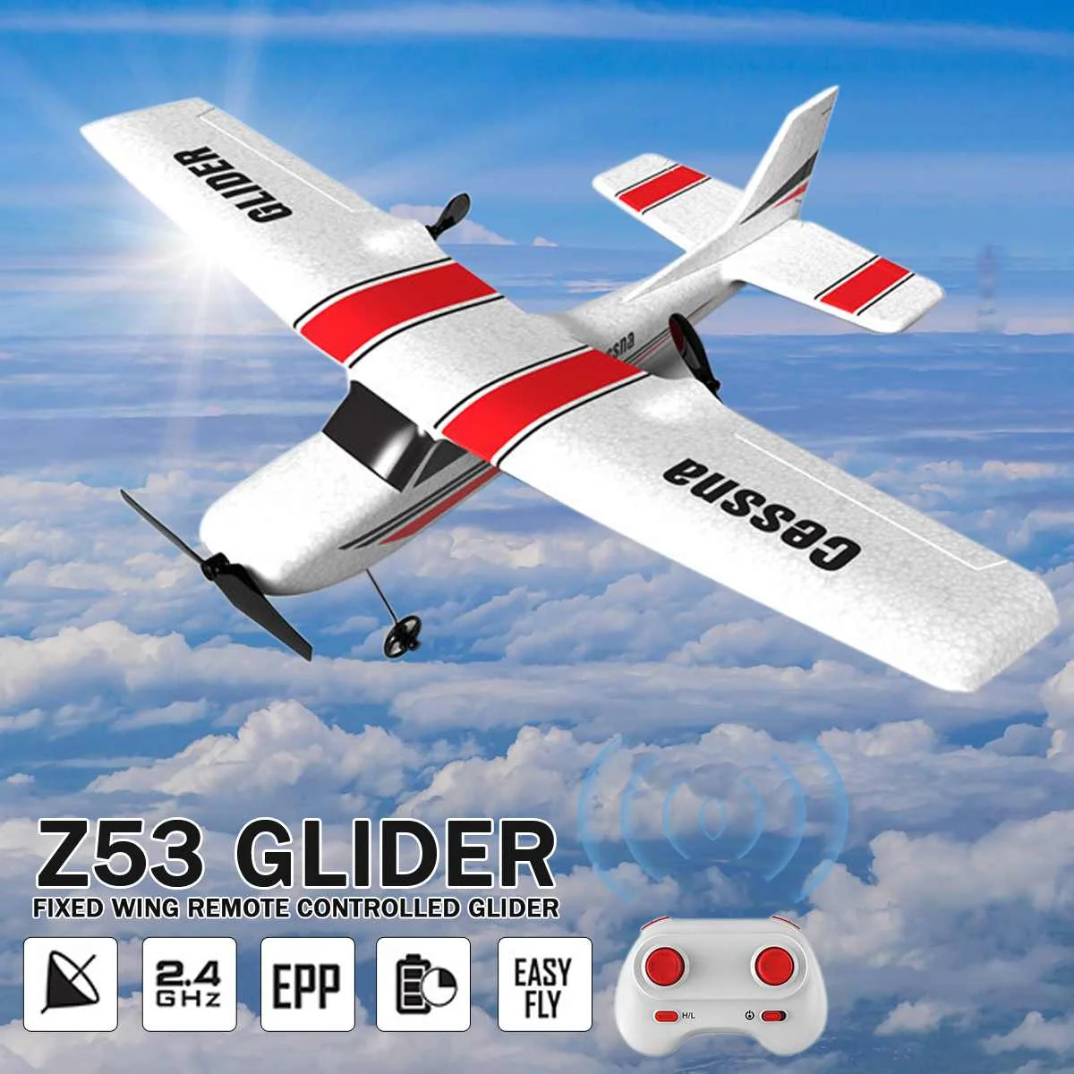 Z53 RC Plane 182 2.4GHz 2CH RC Airplane Durable 20 Minutes Flying Time Outdoor RC Aircraft Model