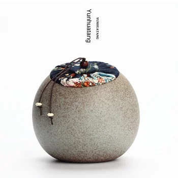 

Caddy Ceramic Kung Fu Tea Sealed Bespoke Big Trumpet Tie Guan Yin Tea Pu'er Tea Tea Storage Box Ceramic Jars with Lids Tea Box