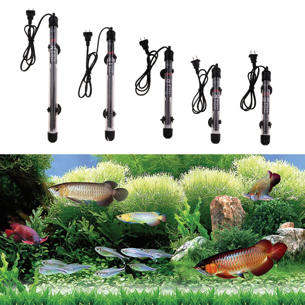 25/50/100/200/300 Aquarium Mini Submersible Fish Tank Adjustable Water Heater