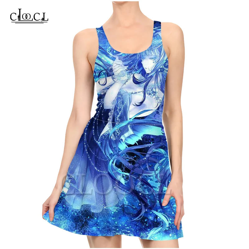CLOOCL новейшее аниме платье для девочки 3D печать модные повседневные летние