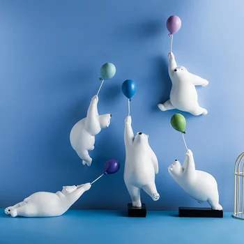 

Wall Decoration Balloon Polar Bear Animal Sculpture Bear Statue Garden Flower Pot Decor Home Living Room Background WJ817