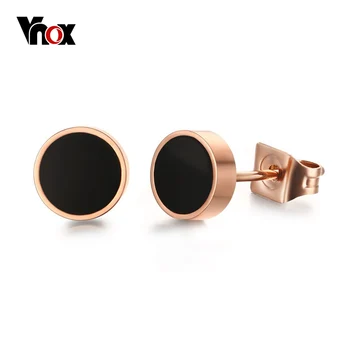 

Vnox Cute Black Stud Earrings for Women Jewelry Rose Gold color Small Earings