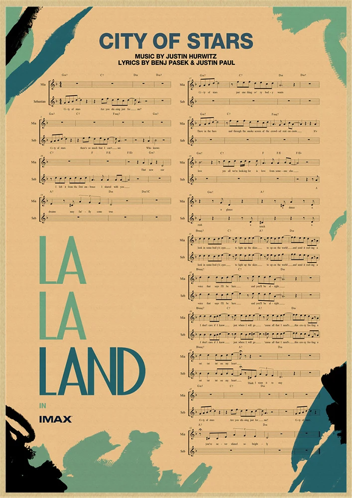 LA LA LAND movie Retro Kraft Paper Poster Retro Wall art crafts sticker Living Room Paint Bar Cafe Decorative Paintings