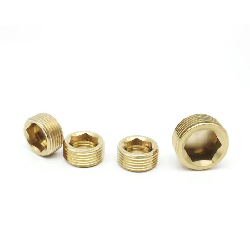 Hose Pipe Fitting Pipe Fitting Water Faucet Adapter Tee Adapter Pipe Plug Water Pipe Fitting Copper 1/8" 1/4" 3/8" 1/2" 3/4" Male Thread Brass Pipe Hex Head End Cap Plug Fitting Coupler Connector Adapter