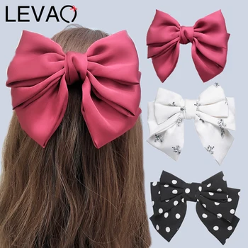 

Levao Solid Hair Bow Ties Hairpins For Woman Headwear 3 Layers Bowknot Hair Clips Leopard/Dot/Print Barrettes Hair Accessories