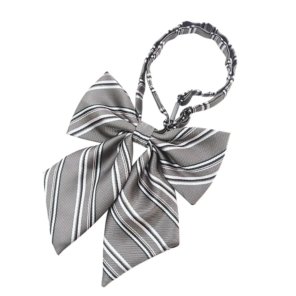 Женский галстук в полоску для колледжа, модная школьная Профессиональная форма для девушек, студенток, официанток, персонала, галстук-бабочка, рубашки, Аксессуары# p35