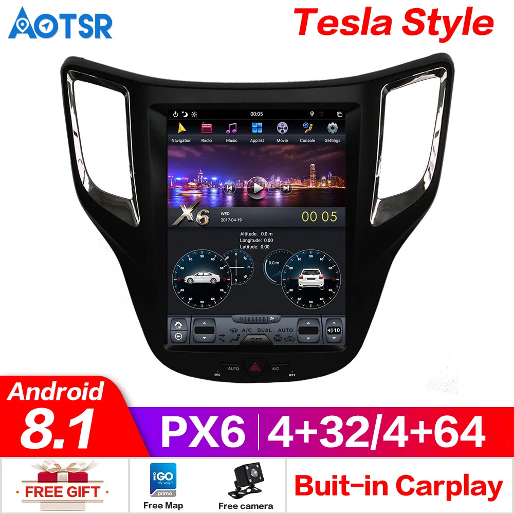 Tesla style px6 Android 8,1 4+ 64G Автомобильный dvd-плеер gps навигация для Changan CS35 мультимедиа радио рекордер головное устройство авто стерео