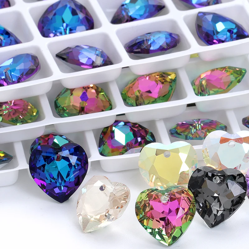 Heart Shape Pendant Needlework Pointback Gem Glass Crystal DIY Clothing Accessories Jewelry Making 8mm/14.5mm rhinestone accessories rhinestone crystals glass crystals