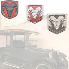 Car Head Grill Tailgate 3D Stickers challenger Metal Emblem Refitting Chrome Badge Emblem Sticker Ram head For Dodge Ram 1500