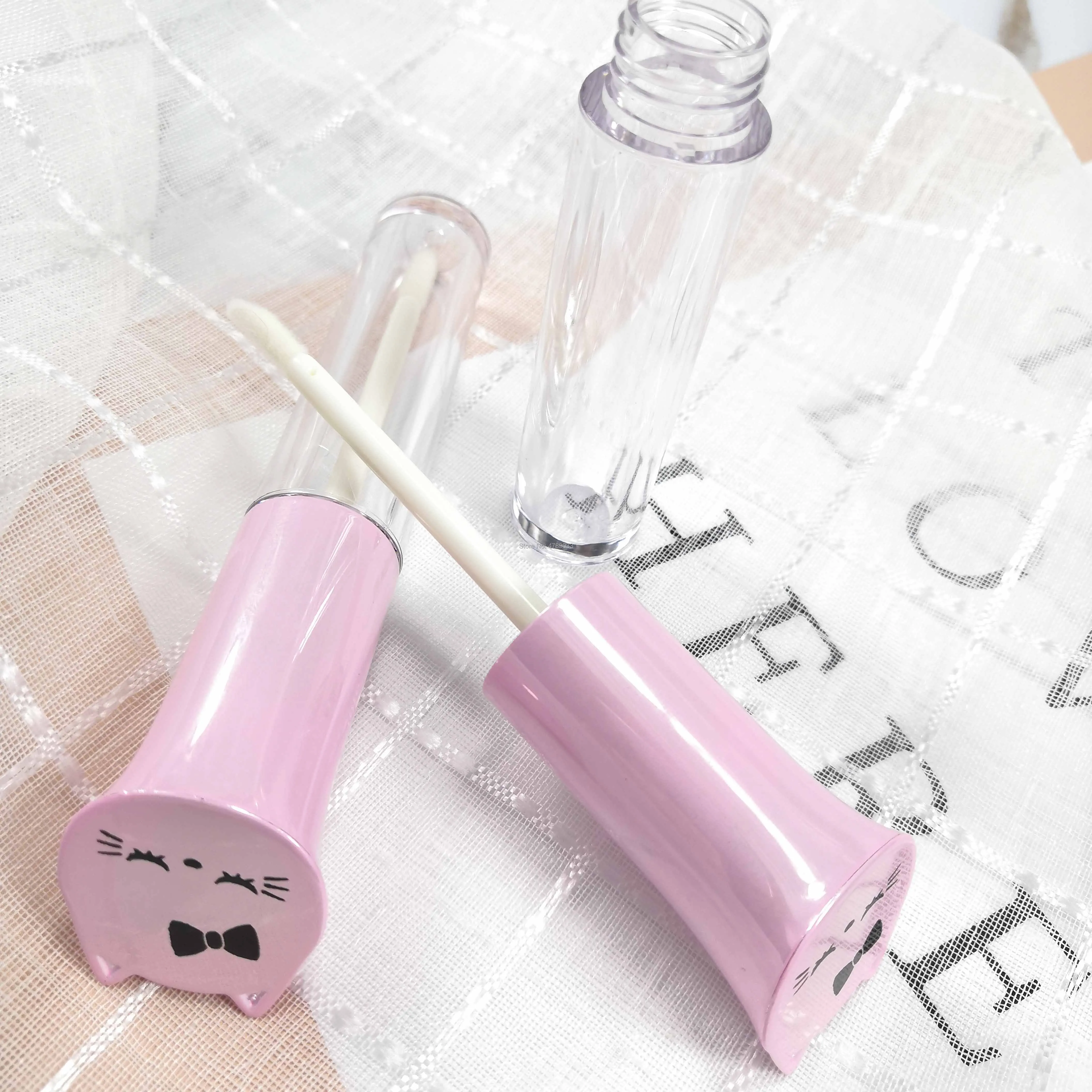 

10pcs Empty Lip Gloss Tube Clear Lip Balm Tubes Containers Lipstick Fashion Refillable Bottles Lipgloss Tube With Gold/Pink Cap