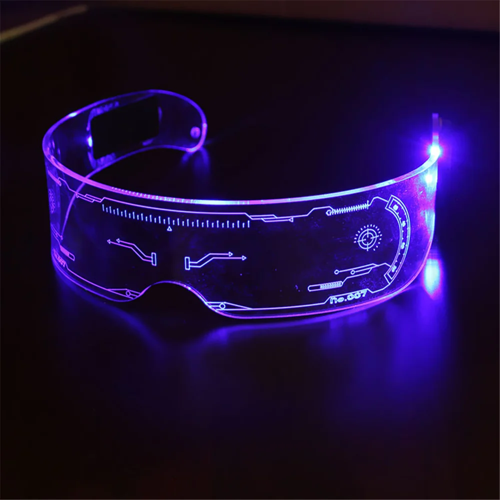 Cyberpunk-gafas transparentes con luz LED, lentes de 7 colores para fiesta  de Halloween
