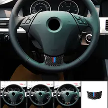 Akcesoria samochodowe z włókna węglowego wnętrze dekoracji kierownicy wykończenia naklejki pokrywa wykończenia naklejki do BMW E60 2004-2010 tanie tanio Panel kierownicy CN (pochodzenie) BMW 5 Series E60 Sticker Carbon Fiber 3D Sticker Interior Car Interior Accessories Steering Wheel