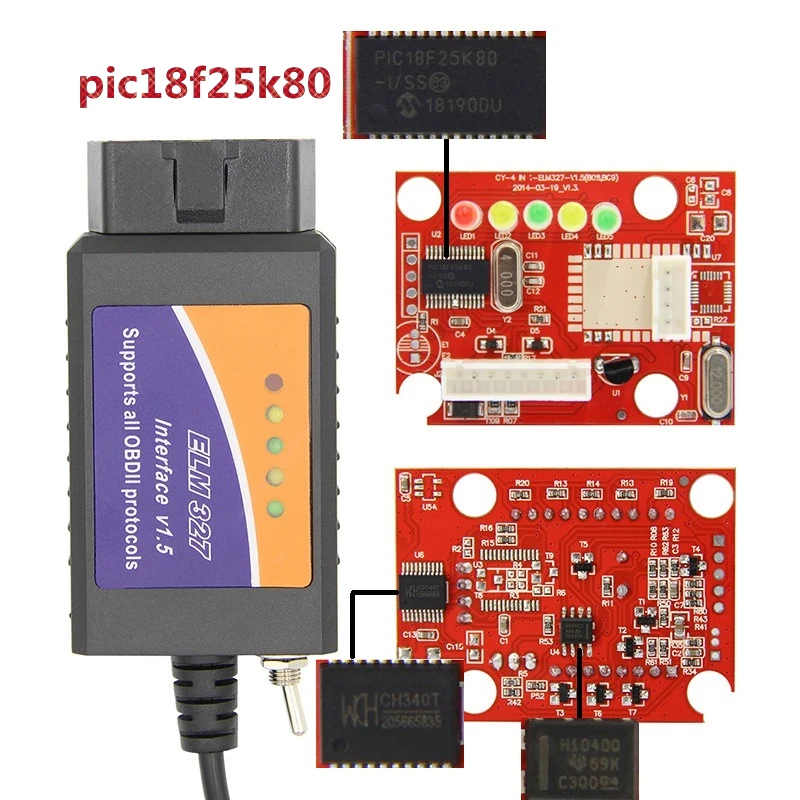 ELM327 V1.5 PIC18F25K80 для FORScan ELM327 USB для Ford Forscan foccus ELM327 V1.5 USB переключатель OBD2 автомобильный диагностический сканер инструмент