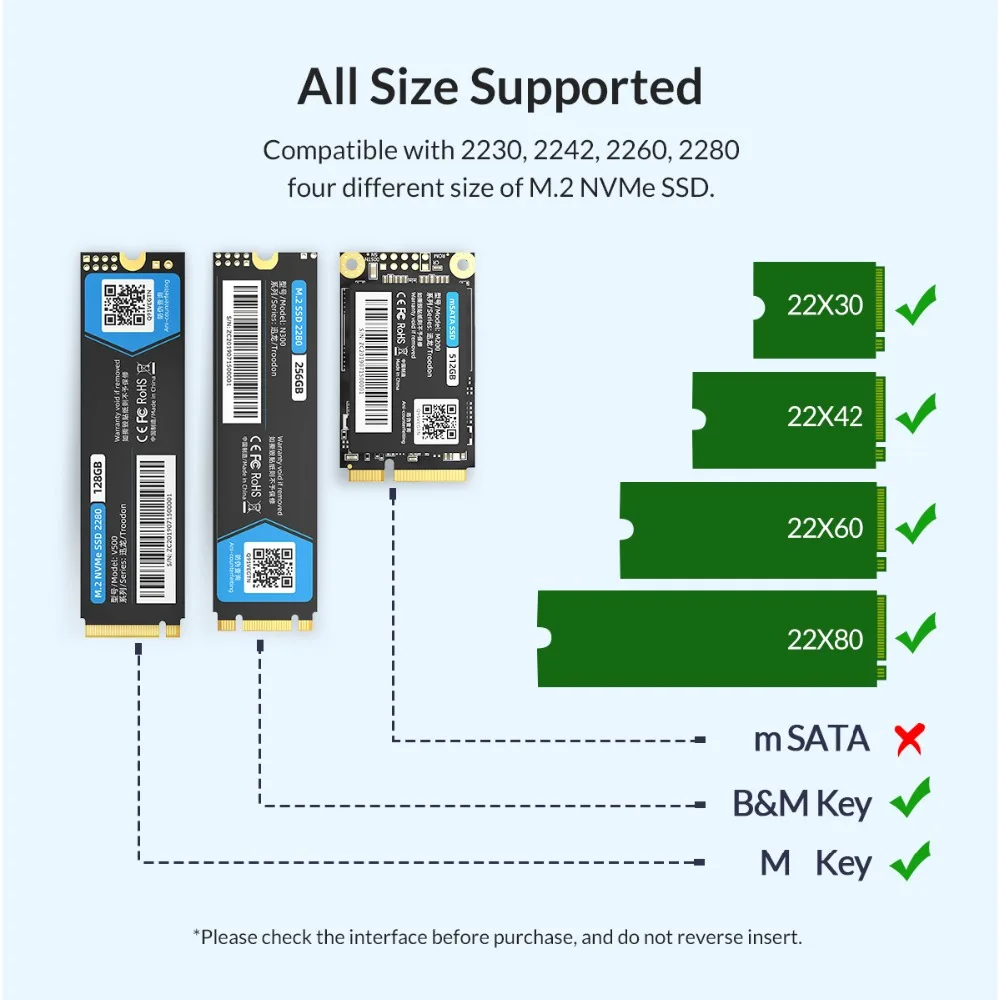 ORICO NVMe M.2 SSD HDD корпус Алюминий сплав USB3.1 Тип-C 10 Гбит/с SSD чехол для samsung Intel 2230 2242 2260 2280 nvme m.2 SSD