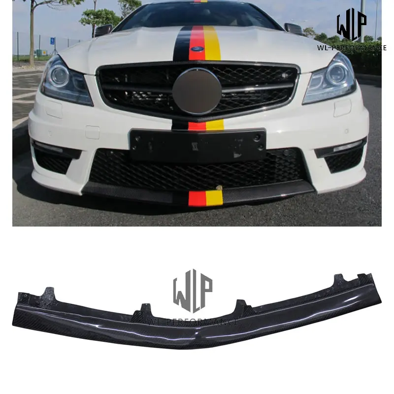 W204 High Quality Carbon Fiber Little Front Lip Splitter Car Styling For Mercedes Benz C Class C63 Body Kit 2011 2014|Обвесы| |