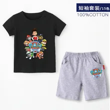 Новинка года; одежда для маленьких девочек «Щенячий патруль»; сезон весна-лето; дышащая хлопковая Футболка; Детский костюм с короткими рукавами; детская одежда