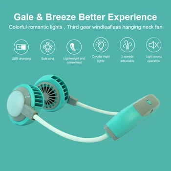 

2020 Portable Neck Fan USB Rechargeable Mini Fans 360 Adjustment Portable Hanging Air Cooler 3 Speed Adjustable Air Conditioner