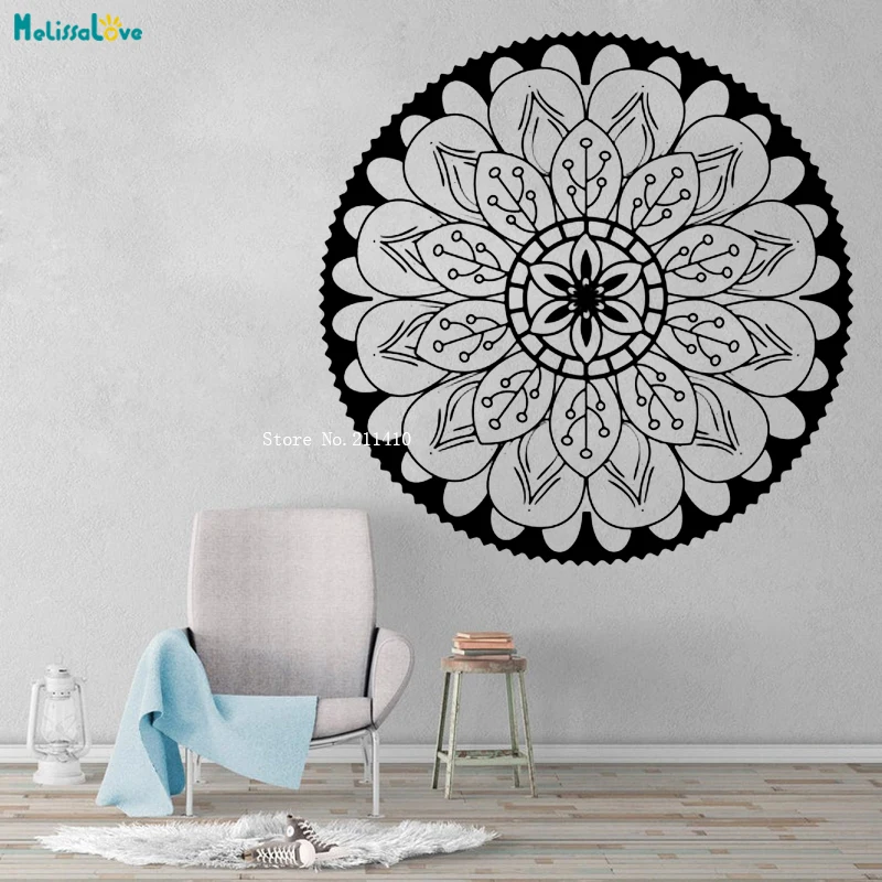 New Design Exquisite Mandala Yoga Wall Window Sticker Ying Yang Self-adhesive Flower Meditation Studio Décor Vinyl YT3875 | Дом и сад