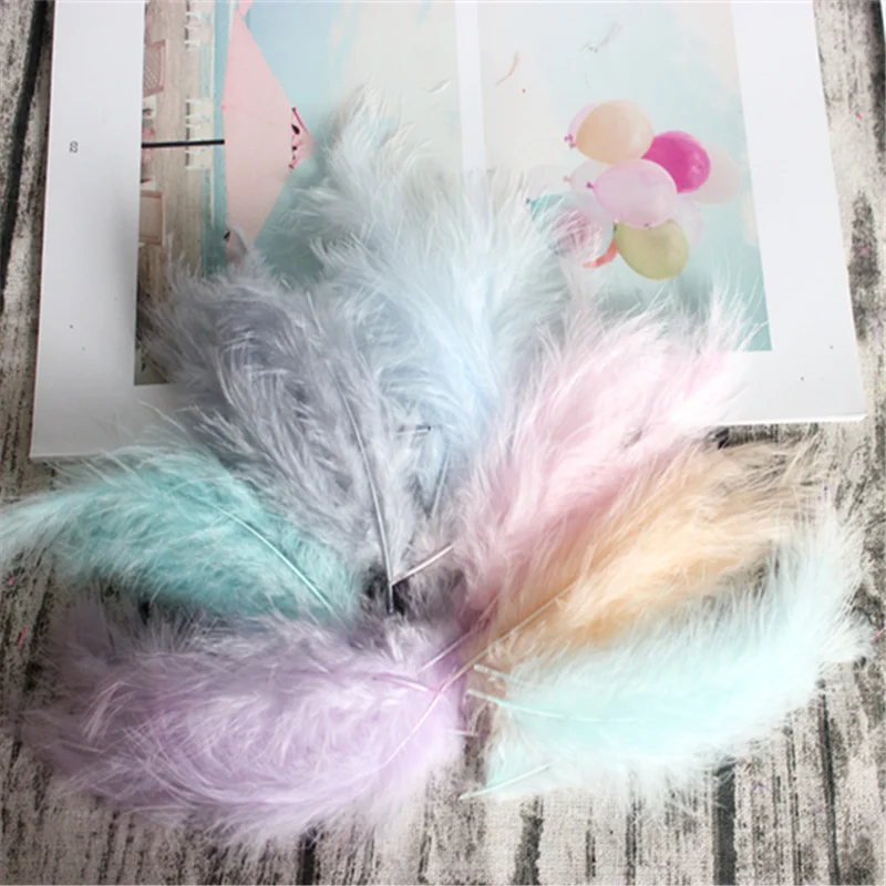Natural Feathers Turkey Feathers Natural Plumes 50pcs 4-6 Inches 10-15cm Turkey Marabou Feather Plume Fluffy Wedding Dress DIY Jewelry Decor Accessories Feathers
