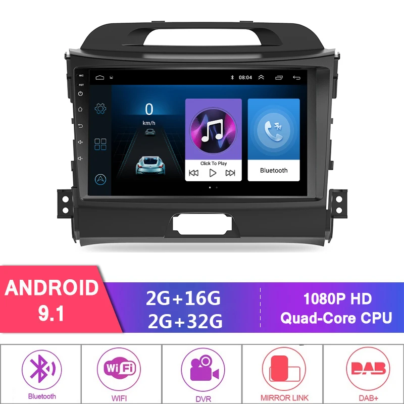 9 ''Android 9,1 для KIA Sportage 2010 2011 2012 2013 2Din автомобильный ...