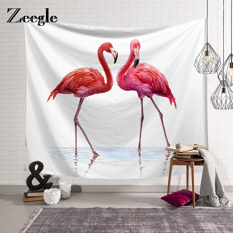 Zeegle Фламинго напечатанный настенный гобелен для гостиной домашний декоративный