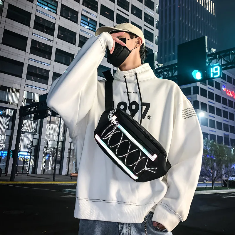 Riñonera pecho para hombre, bolso de Cintura amplia, tira informal, para exteriores|Riñoneras| - AliExpress