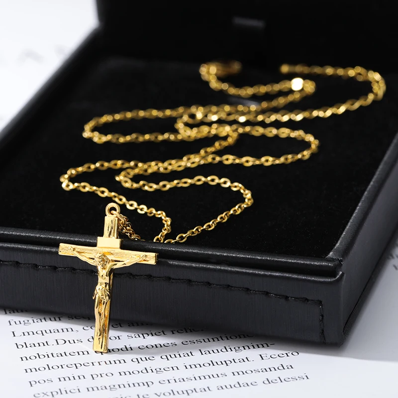 Collier pendentif croix de Jésus chrétien pour hommes et femmes, tour de cou de Pâques religieux, bijoux de cou, cadeaux de baptême, nouvelle mode, JOPrayer