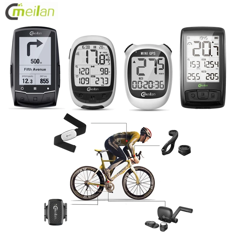 

Meilan GPS Bicycle Computer Chest Heart Rate Monitor Wireless Speed /Cadence Sensor Bike Speedometer 4.0 Bluetooth ANT Odometer