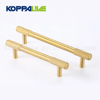 

T Bar Kitchen Straight Cupboard Handle Cabinet Pull Solid Brass Knurled Handles For Furniture Hardware
