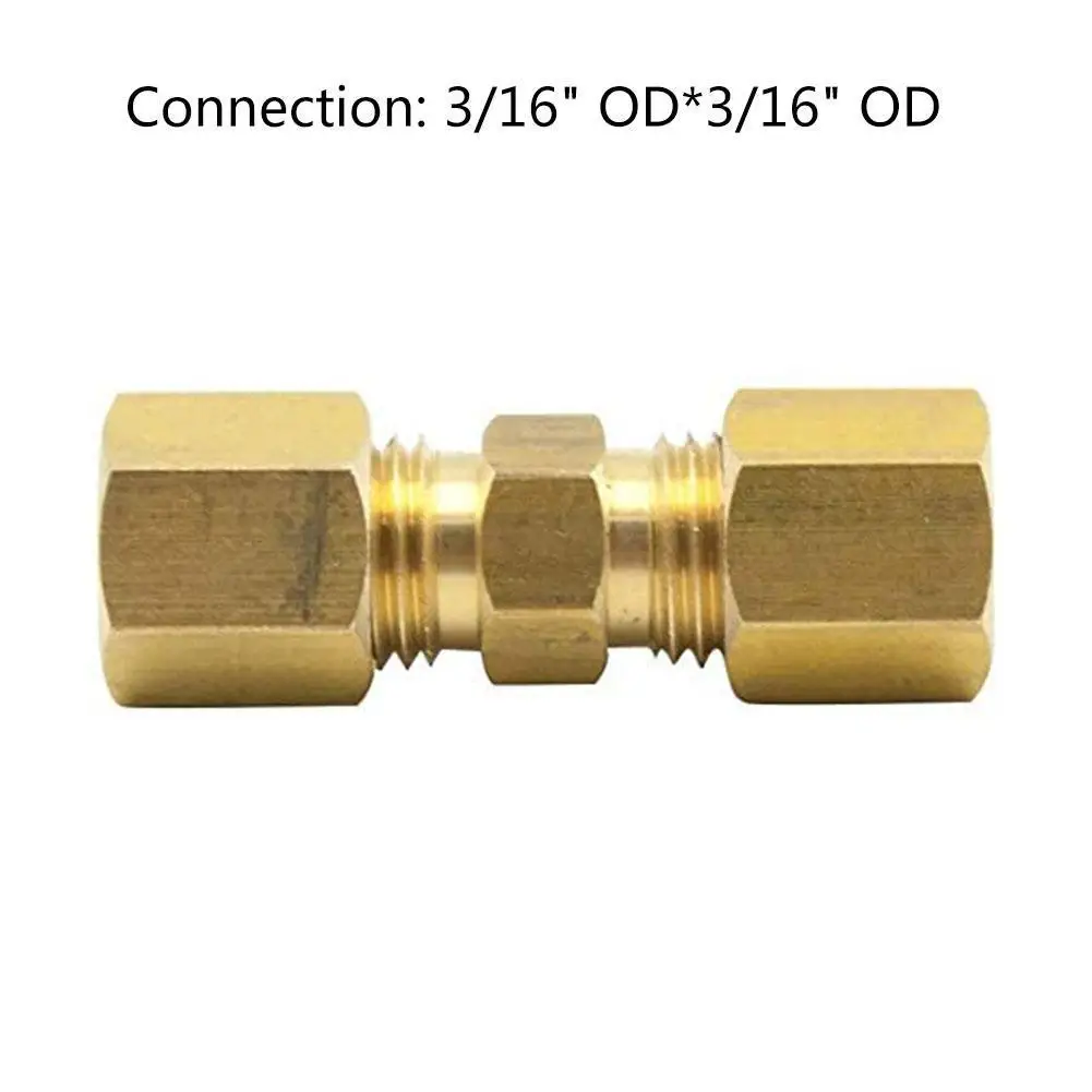3/16" OD Brass Compression Fitting Straight Union Connector Automobile brake hose fittings 3/16" nozzle