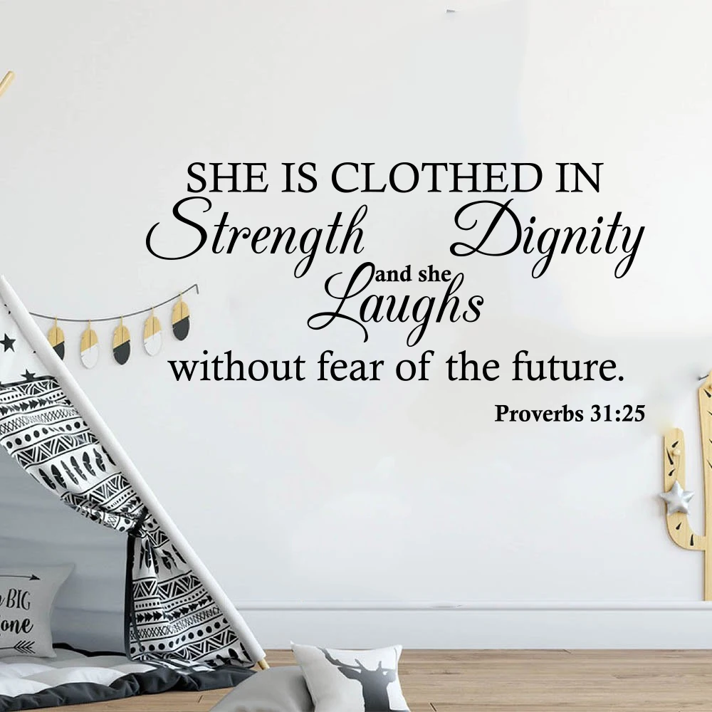 Christian Bible Verse Proverbs 3125 Wall Decal She Is Clothed In