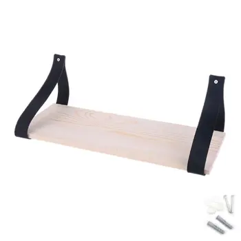 

Wooden Wall Mounted Book Shelf Flower Pot Storage Rack Shelves Felt Strap Hanging Organizer Holder Home Decor Size S/M/L