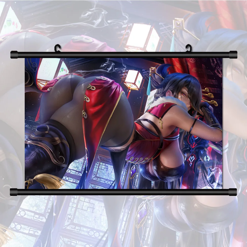Genshin Impact Beidou HD Print Wall Art Fabric Cloth Poster Scroll | Дом и сад