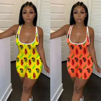 

Boho Beach Bodycon Playsuit Clubwear Women Romper Jumpsuit Sleeveless U-Neck Printed Sleepwear