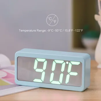 

USB Powered Digital Alarm Clock RGB Color Time/Temperature/Date Display 3-Level Brightness Sound Control LED Desktop Alarm Clock